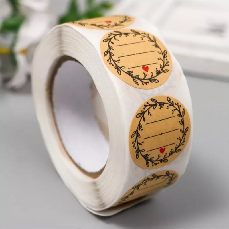 Rola Autocolante Hârtie Kraft 500 Buc. Etichetă Sigiliu Autoadezivă Ambalaj Decorativ Caligrafie Etichetă Binecuvântare Autocolant Sărbători Copt