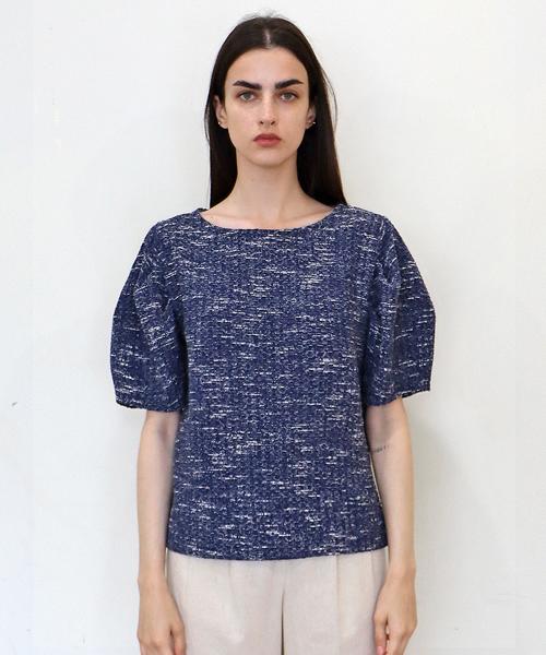 Demi Gnimonic Jacquard Puff Navy T-Shirt_ Jacquard Puff Navy Ts Navy/Free