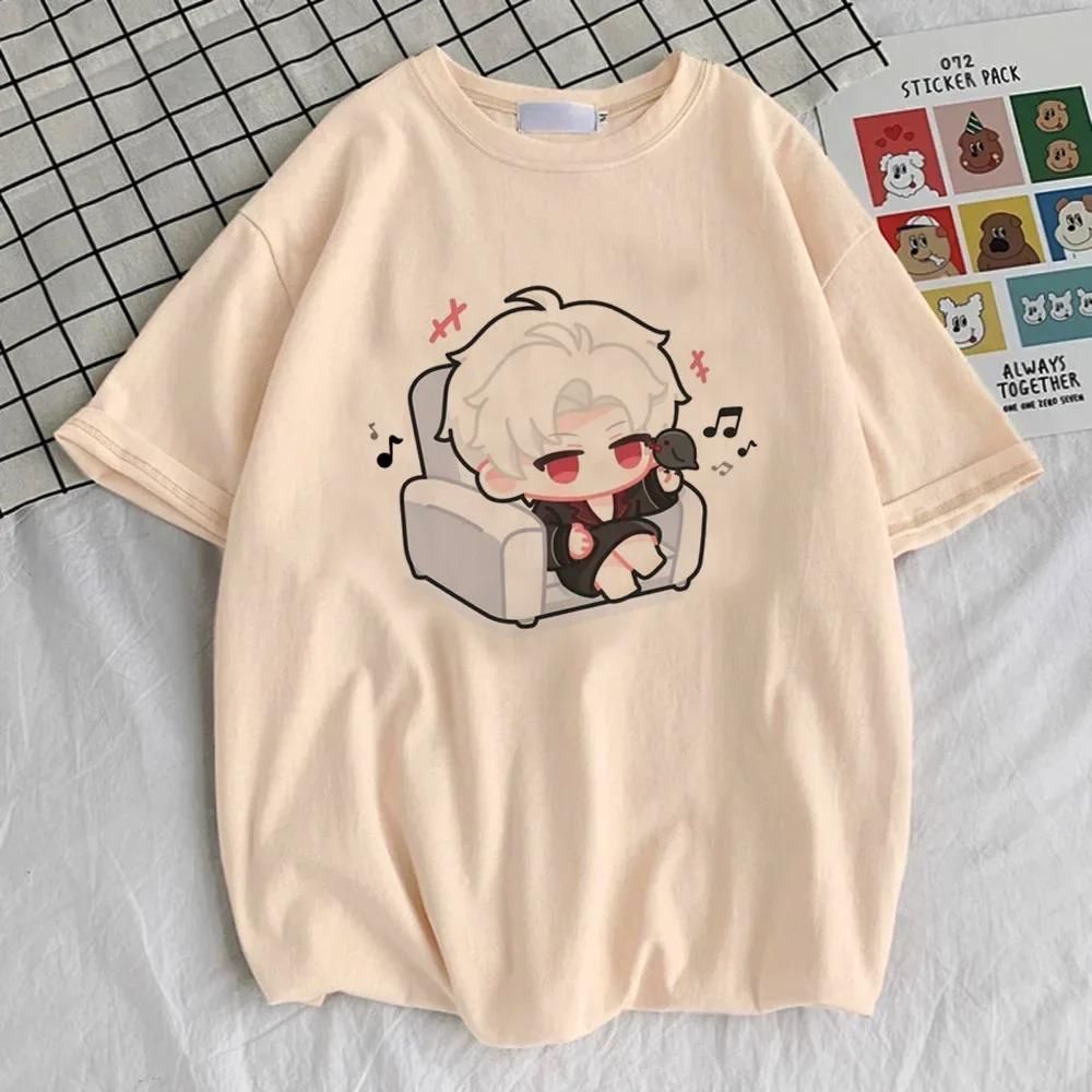 Liebe und Deepspace Chibi Jungen Collage T-Shirt, Unisex Otome Spiel Anime Streetwear Tee, 100% Baumwolle Lässiges Kurzarm Oberteil