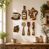 7/8 Pcs Coffee Themed Floral Coffee Element Wall Plaques Coffee Wall Sticker Hangings  Dining Room
