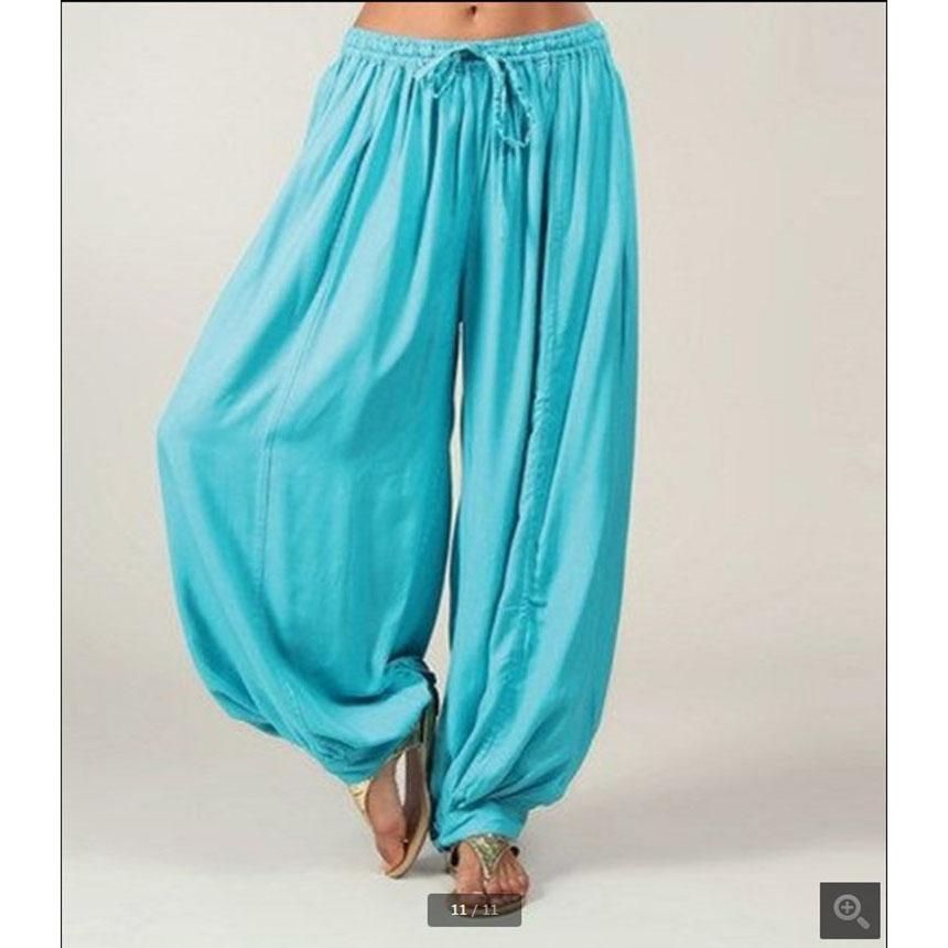 Sommer Damen Einfarbige Laternenhose Lose Plissee Kordelzug Lässige Knöchel Sporthose Harlanhose