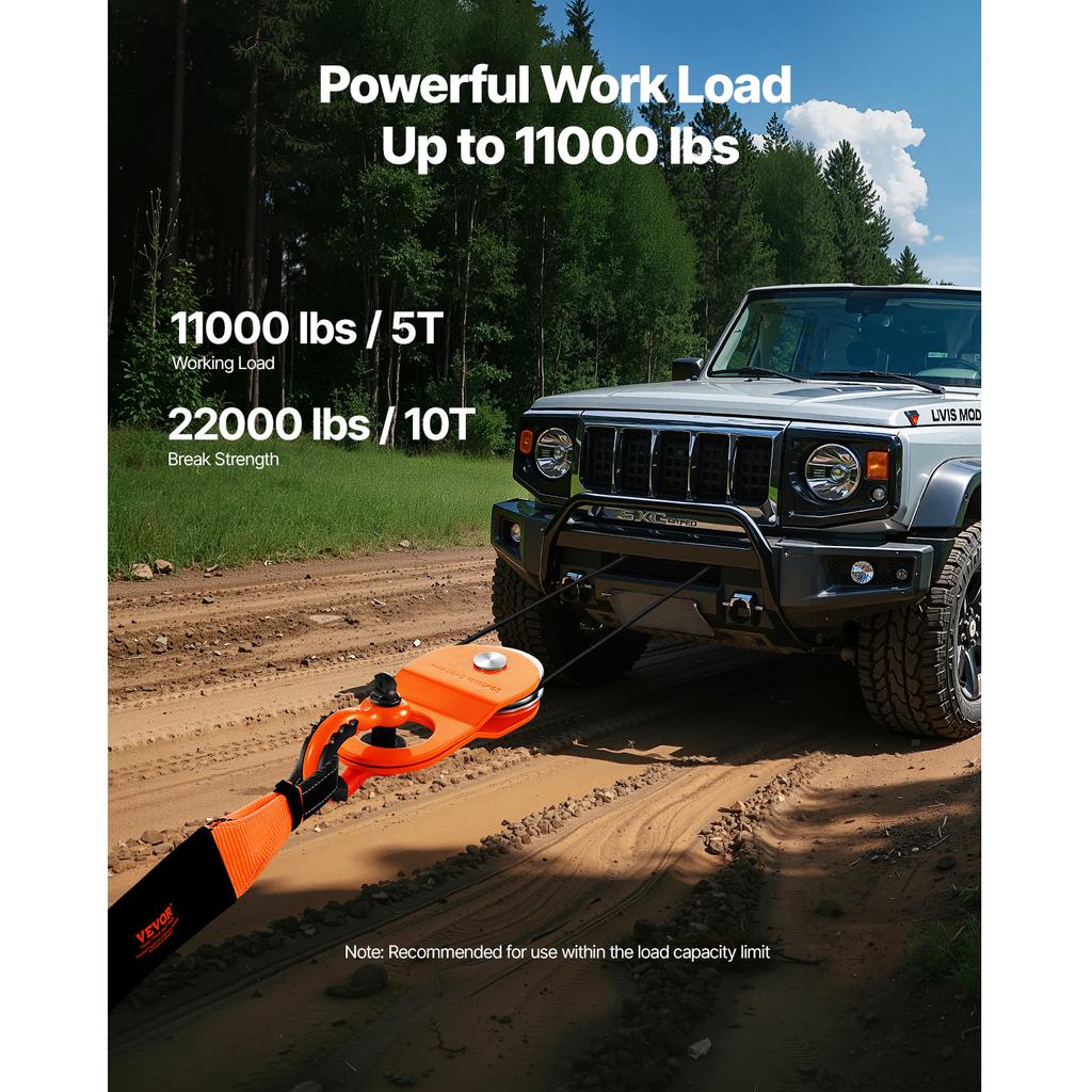 SucceBuy 10T Snatch Block Towing Pulley 22000Lbs Winch Breaking Force Tackle System Offroad Recovery Accessory for Tractor UTV