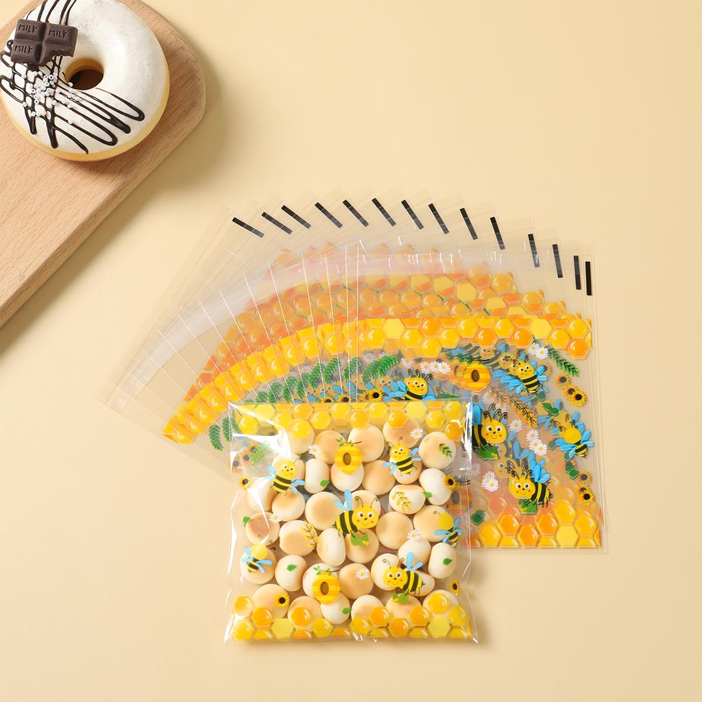 50/100pcs Summer Little Bee Candy Bags Plastic Self-sealing Bags for Kids Birthday Party Cookie Packaging Bags Party Supplies