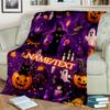 1PC Custom Name Halloween Night Celebration Outdooor Flannel Blankets Throw Blanket All-Season Throw Gift Bedspread for Couch, Bed, Camping Holiday Bi