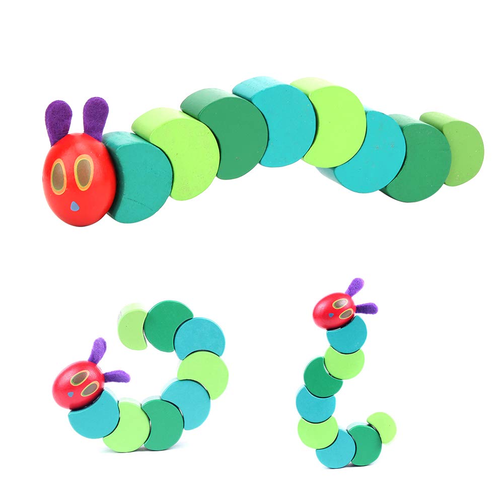 Jeankak Cylindrical Design Strong and Playable Wooden The Very Hungry for Kids Toy, Caterpillar,