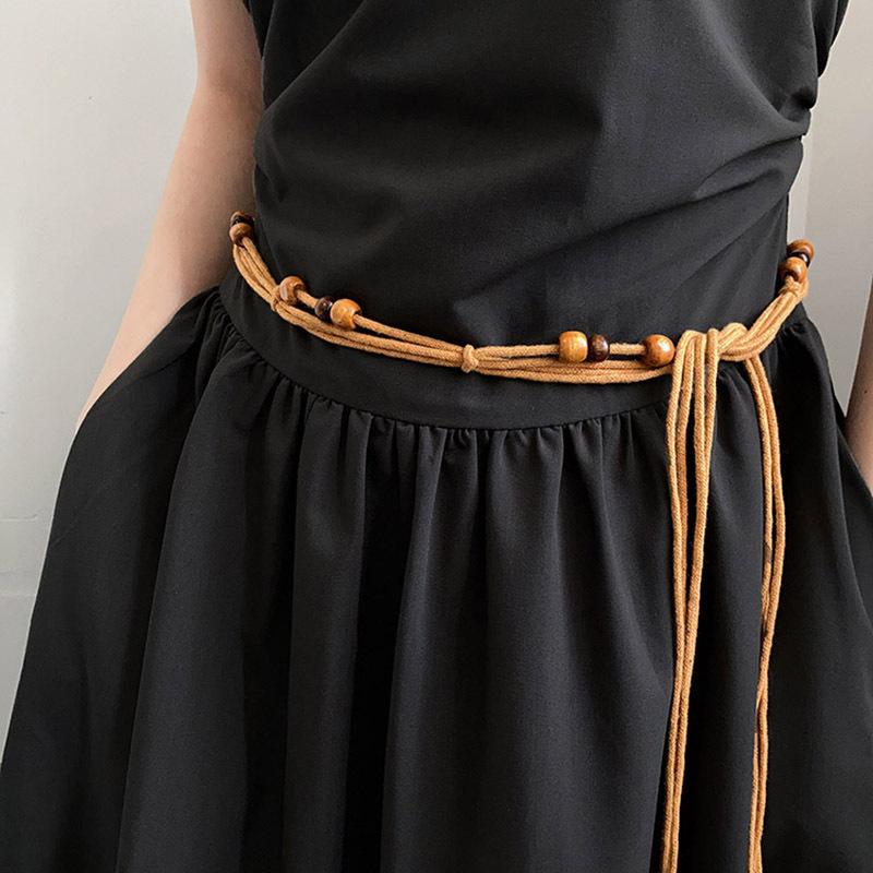 New Women's Bohemian Minimalist Waxed Cord Braided Waist Tie Butterfly-Knot Waist Tie for Unique Dresses and Accessories