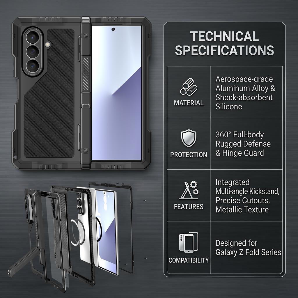 Funda Completa Armor Resistente Para Teléfono Móvil Samsung Galaxy Z Fold 8 Ultra 7 6 5 4 Fold7 Fold6 Metal Aluminio Fundas Protectoras Antigolpes