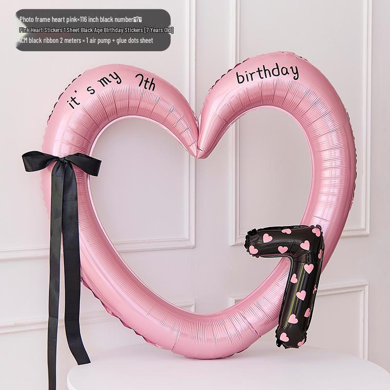 Pink Heart Photo Frame Balloon for Children's Party Decoration