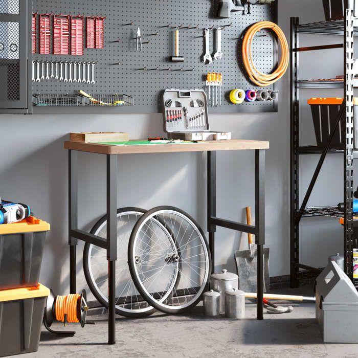 VidaXL Établi 100x60x(73-99,5) cm bois massif de hêtre rectangulaire, table de travail, poste de travail, table de travail 3309683