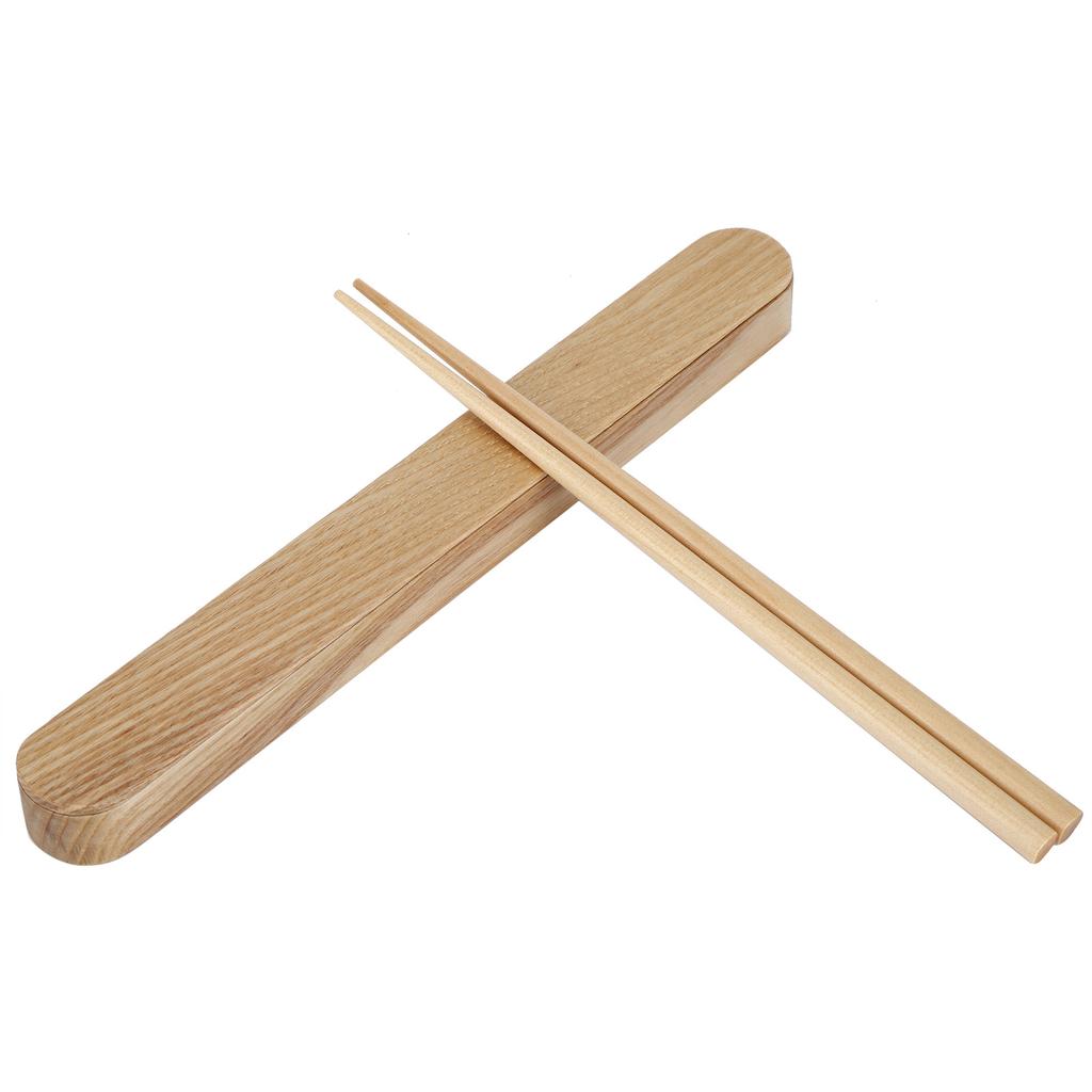 Wiederverwendbare Holzstäbchen Tragbares Besteck Geschenkset Küchenutensilien zum Essen mit Box(Weiße Wachs Essstäbchenbox