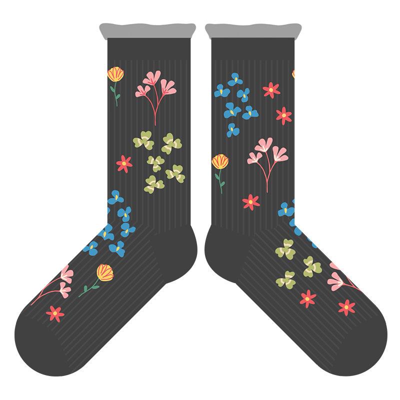 

Little Flower Summer Women s Silk-Textured Glass Fiber Breathable Mid-Calf Cotton Plain-Woven Summer Stockings 1 pair чёрный
