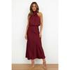 Europe, America, Spring and Summer New Solid Color High-end Satin Sleeveless Dress Fashionable and Elegant Temperament Light Evening Dress