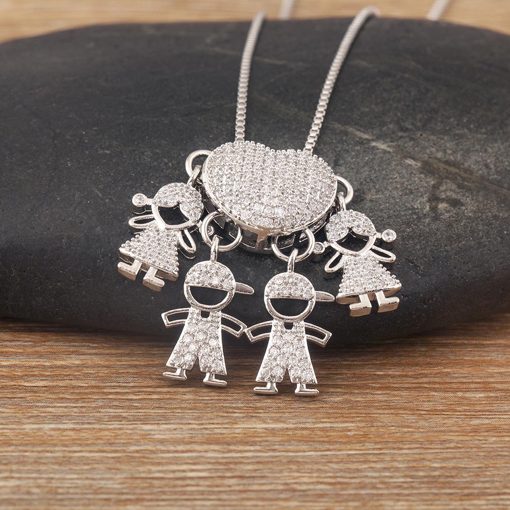AIBEF Trendy Boy/Girl Pendant Necklaces Women Charm Cute Chain Choker Heart Family Jewelry Son/Daughter Birthday Gifts