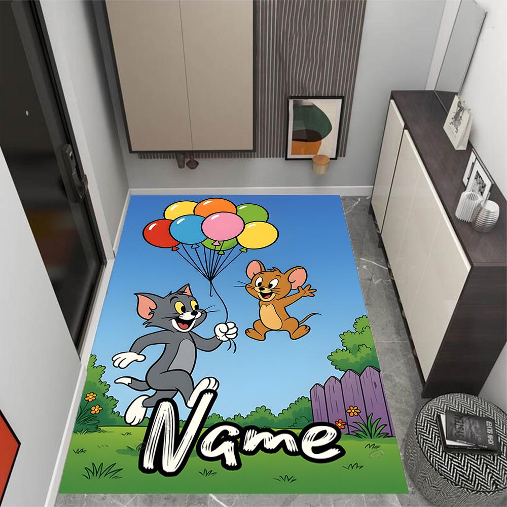Looney Tom Jerry's Valentine Customized Name Floor Rug Office Rug Design for Balcony Living Rooms Study room Hallway Antislip Carpet Office home decor