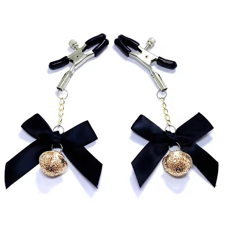 High Quality Cheap Red Bowknot Sexy Bell Cosplay Breast Clip Girls Erotic Decoration Cute Underwear Accessories Nipple Clamp