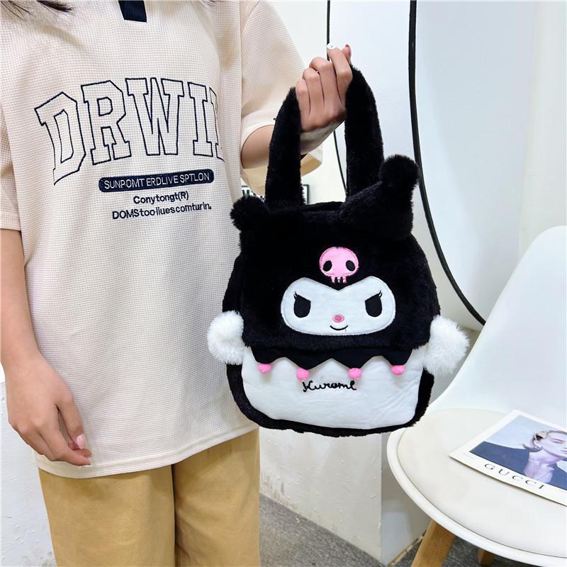 Adorable Cartoon Sanrio Plush Tote Bag Featuring Kuromi And Melody For Kids