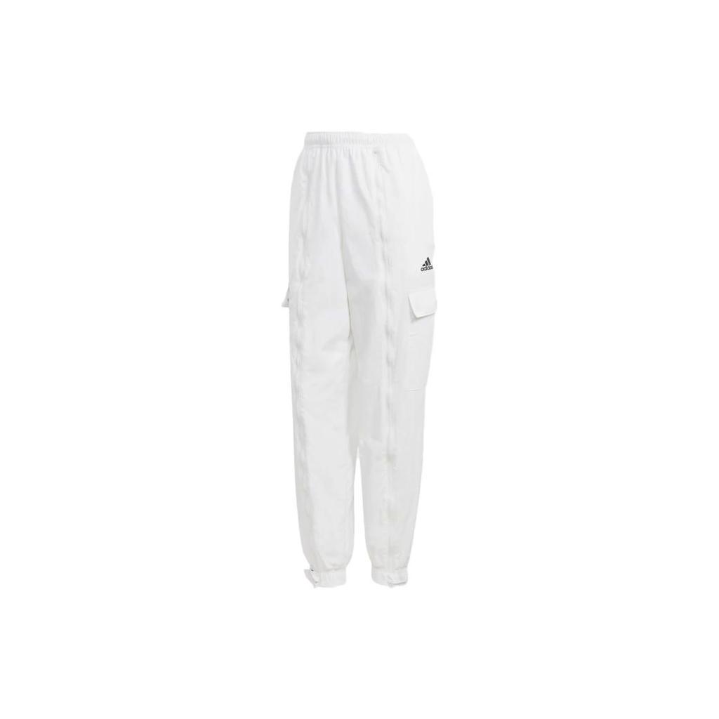 Adidas Dance Woven Versatile Cargo Pants With Solid Logo Elastic Waistband Cuffed Sports Pants Women Pants White IC6657