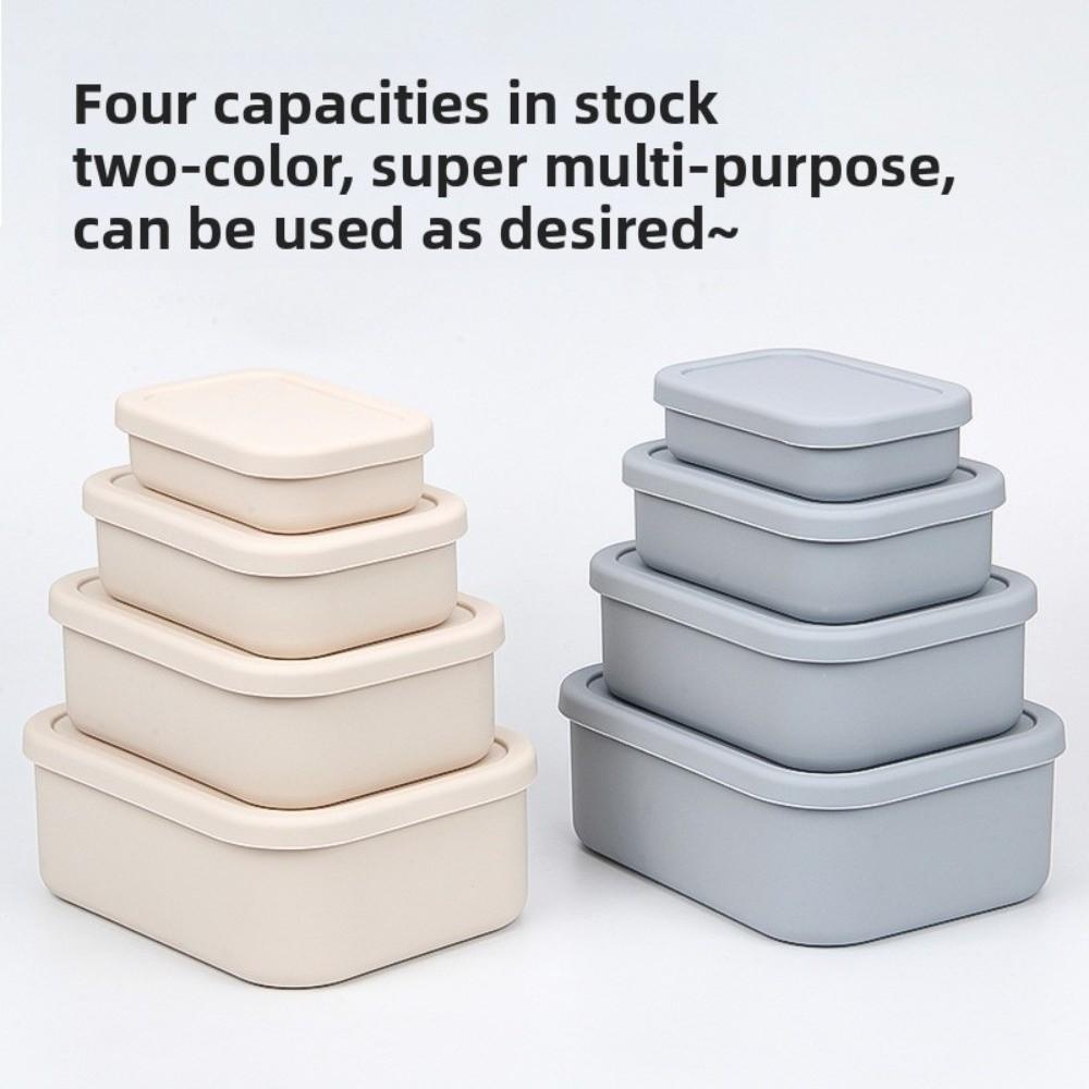 With Lid Silicone Lunch Box Food Grade Storage Box Rectangle Food Storage Container  Picnic