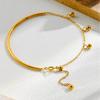DIEYURO 316L Stainless Steel Elegant Golden Semicircle Fringe Round Beaded Bracelet Lady Trend Waterproof Hand Chain Jewelry