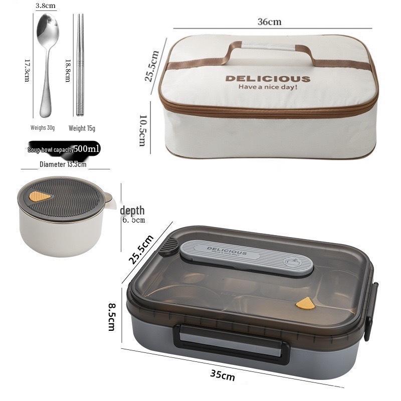 Extra Large 316 Stainless Steel Office Lunch Box with Six Compartments for Adults - Large Capacity Meal Tray