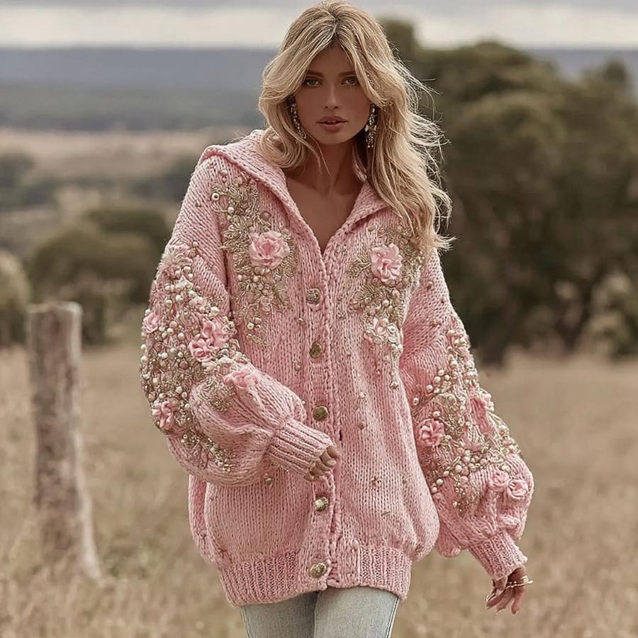 Trendy Fall/Winter Knitwear for Women - Digital Print Cozy Fleece Sweatshirt