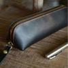 Multifunctional Leather Pencil Pouch Zipper Closure Pencil Case High Quality Stationery Bag  Gift