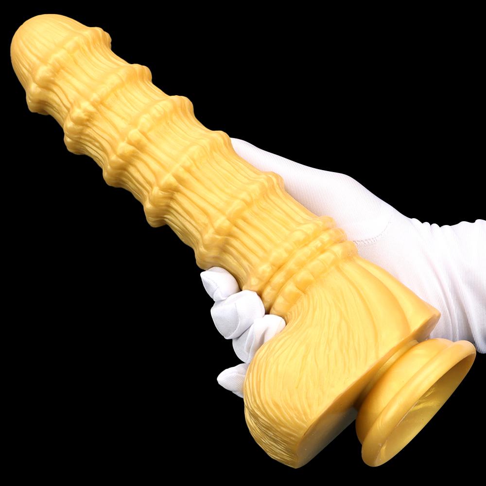 Golden Horse Dildo Silicone Soft Anal Plug Masturbator Strap on Penis Sex Toys Big Dick Realistic Cock Fisting Slave BDSM