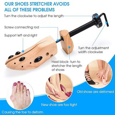 Shoe Trees Wooden Shoe Stretcher,Adjustable In Length and Width Size for Men and Women, Wood Shaper Stretches Length & Width