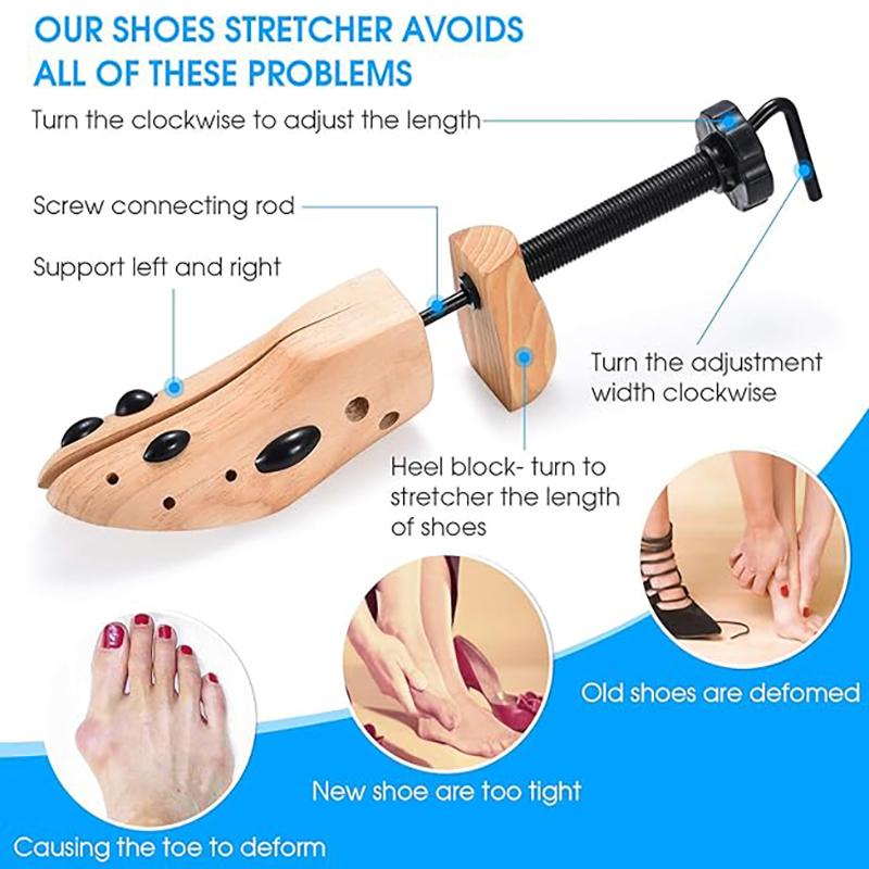 Shoe Stretcher Women and Men Wide Feet Wood Shoe Stretcher Adjustable Large Size Shoe Expander Widener Stretch Length Widther