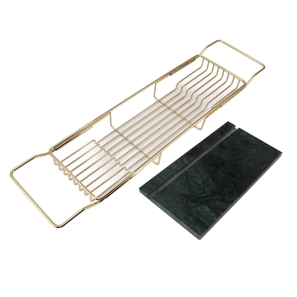 Metal Marble Bathtub Rack Anti Slip Space Saving Multi Functional Expandable Bathtub Tray House