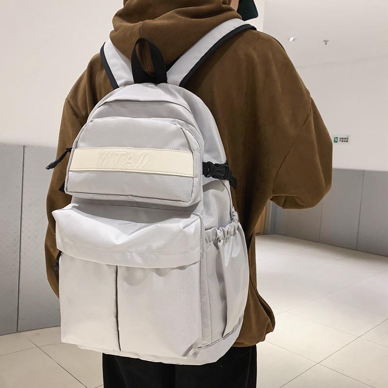 Korean Version of Street Style Ins Front Pocket Student Schoolbag Large Capacity Junior High School Student College Student Backpack