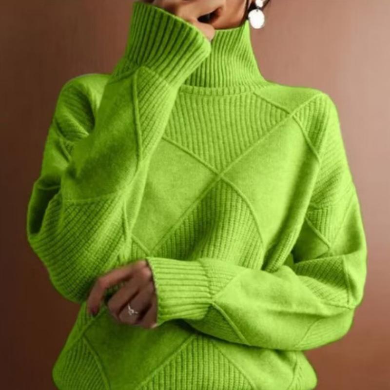 

IHUASU Женский осенне-зимний трендовый модный гладкий однотонный свитер с ромбовидной текстурой XXXL трава зеленый