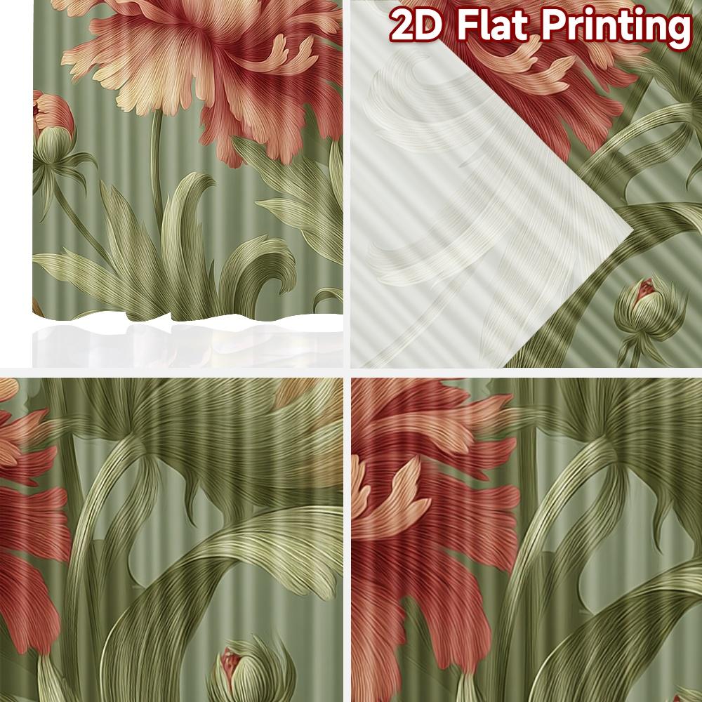 Set Of 2 Flat Printing Curtains Without Rod Floral Elegance Design Valentine Is Day Holiday Digital Curtain Polyester