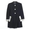 LEONARD Black wool and silk collarless coat coat 11AR Black WhiteUsed