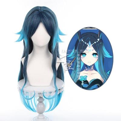 85 cm Genshin Impact Hydro Yaksha perucă Cosplay sora lui Xiao perucă sintetică ondulată lungă, rezistentă la căldură, joc de rol, joc de rol