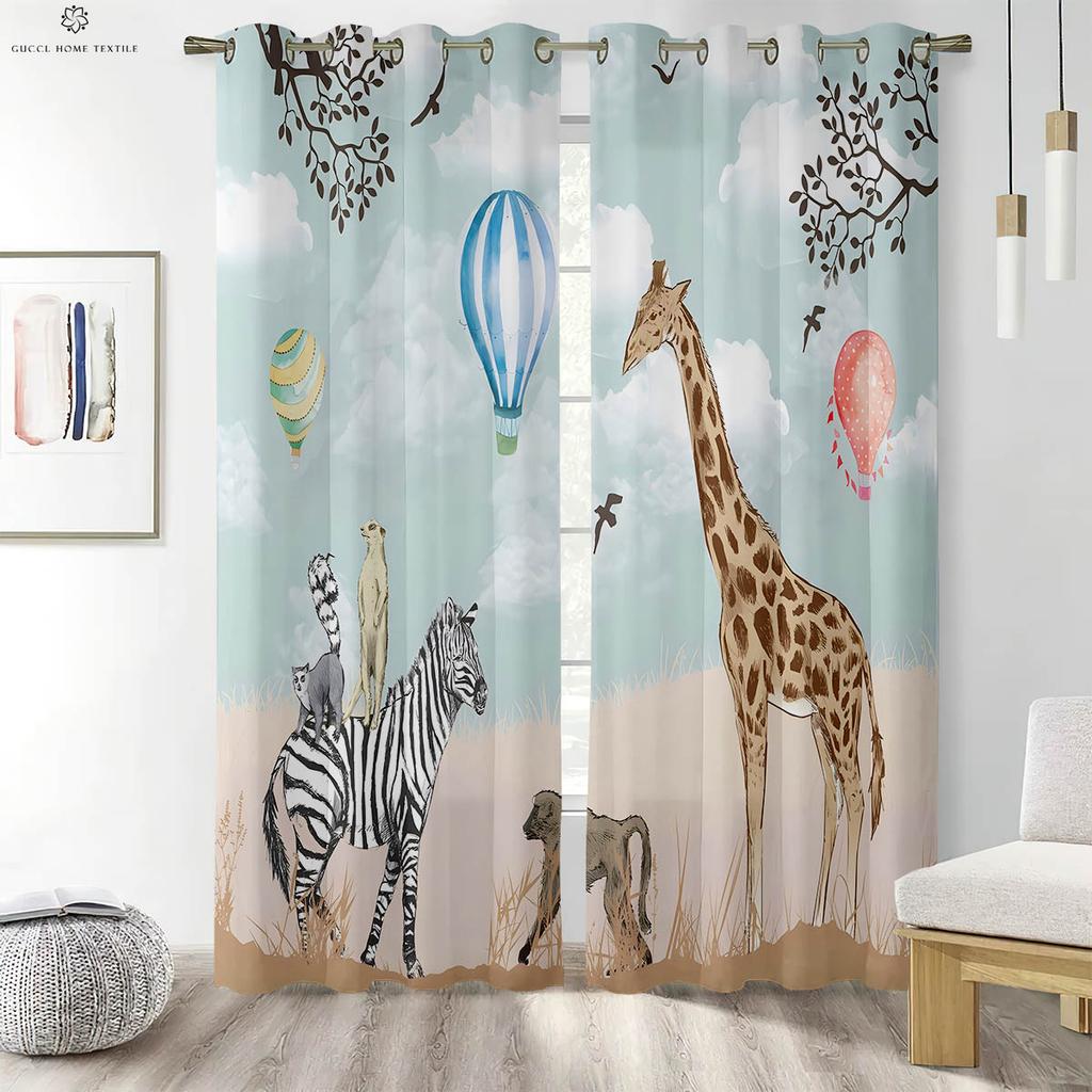 Forest Animal Care Cartoon Printed Curtains Suitable for Bedroom Living Room Children's Room Decorative Curtains Home Decoration