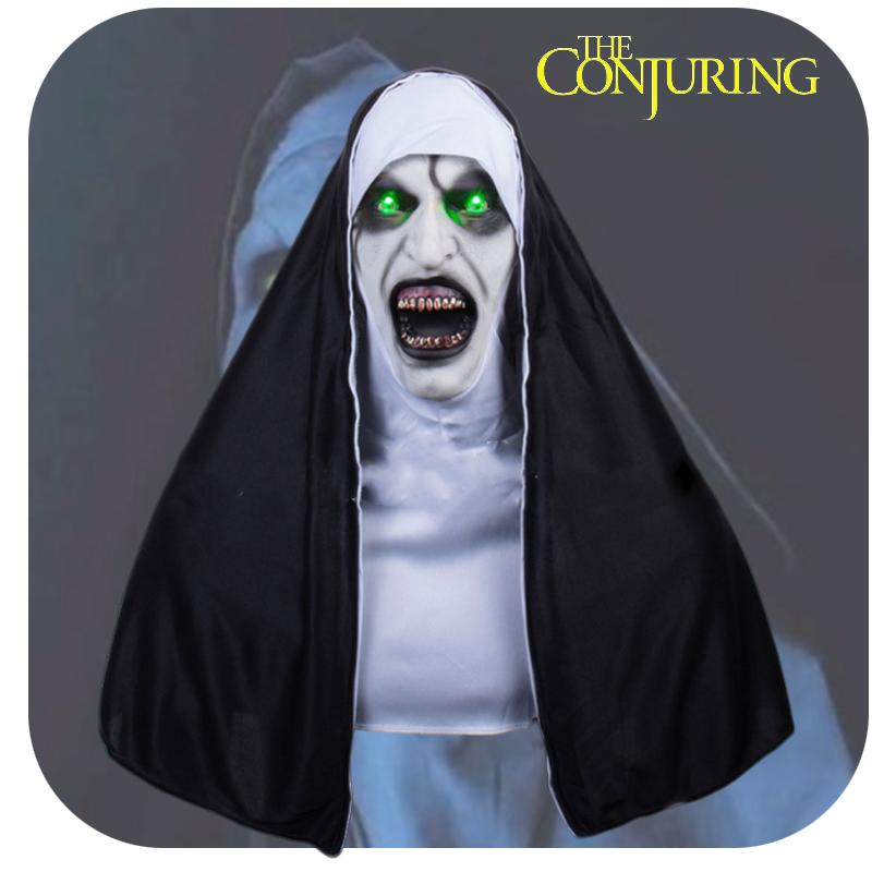 Conjuring 2 The Nun Latex Mask Glowing Halloween Terrifying Cosplay Prop Costume