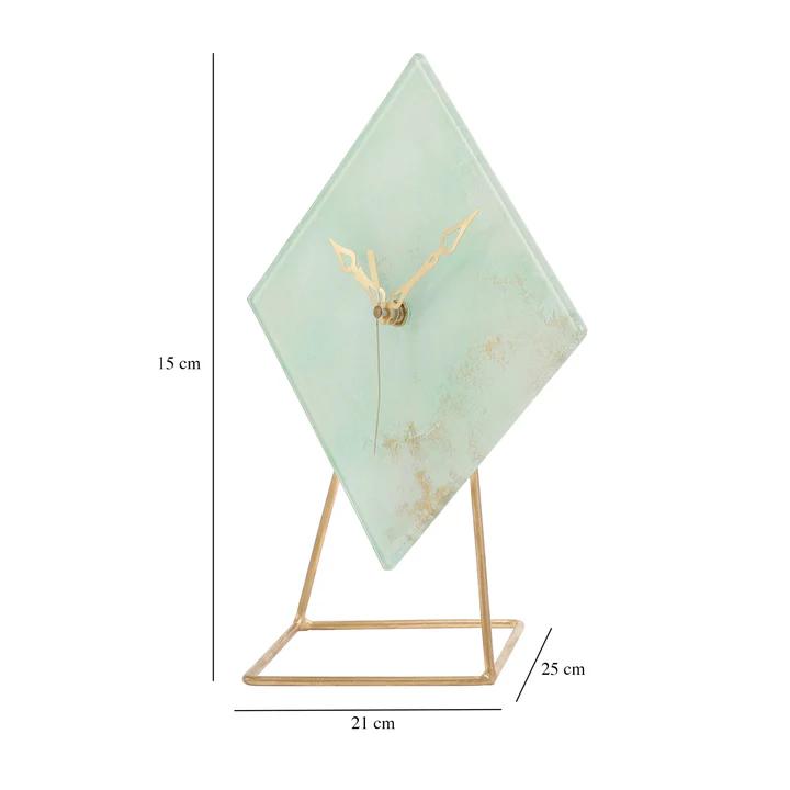 Hannah Glass Embossed Table Clock – Elegant Decorative Desk Clock for Home & Office | 21 x 25 x 15 cm
