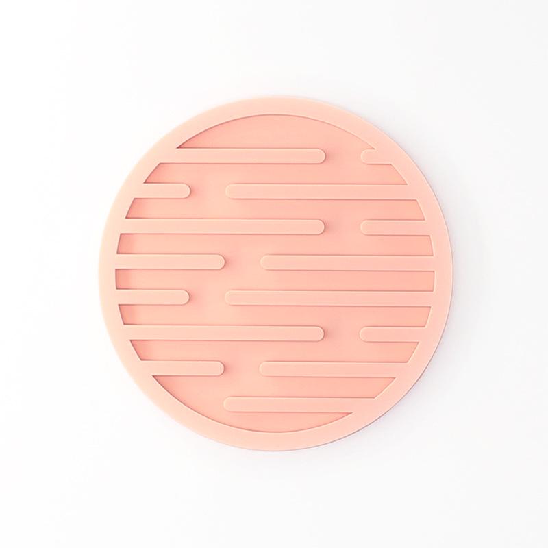 Round 10cm Silicone Coaster - Soft, Heat-Resistant, Marble Stripes, Water Draining