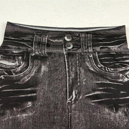 Elastic Women Pants Ankle-length Polyester Comfortable Fake Jeans Women Trousers for Home