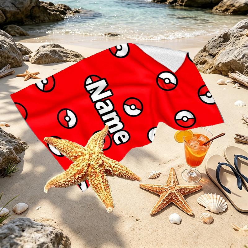 Custom Name Personalized card game Print Beach Towel, for Trip Camping Beach Party Home Decor, Birthday Gift for Family & Friends