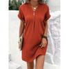 Abiti casual a vita alta con scollo a V a maniche corte con stampa tinta unita primavera estate moda donna