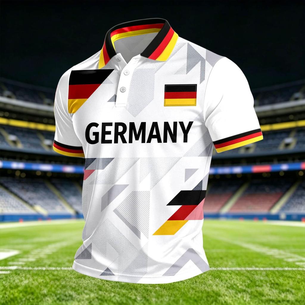 Men's Casual Printed Crew Neck Lightweight Breathable Polo Short Sleeve Shirt Suitable for Everyday Wear and Outdoor Activities
