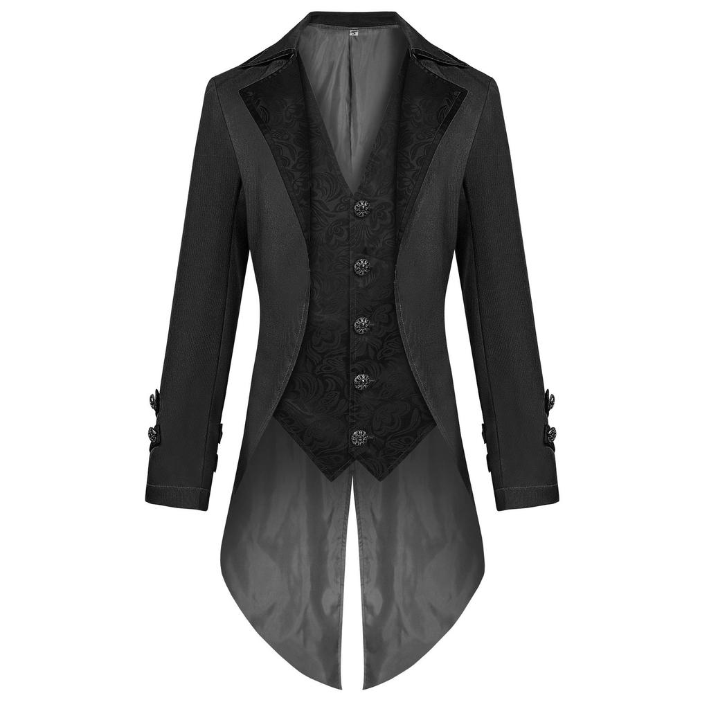 Men's Medieval Retro Christmas Tuxedo Coat - Mid-Length Punk Style