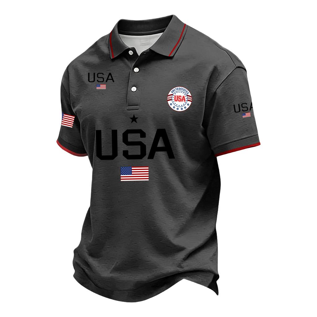 Men's Loose And Casual Flag-print T-shirt, Short Sleeve Shirt
