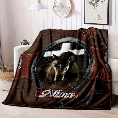 Retro Horse Customize Your Name Blanket Warm Comfortable And Soft Blankets Are Suitable For Home Lunch Break Blanket Office Sofa Sofa Gift To