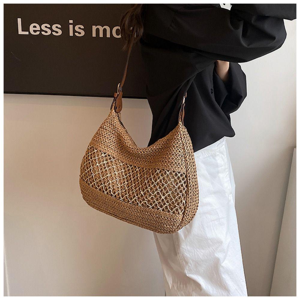 Fashion Bohemian Shoulder Bag Large Capacity Summer Beach Straw Handbag Sweet Weave Tote Bag  Girls