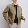 Men Jacket Lapel Long Sleeve Buttons Placket Coat with Pockets Solid