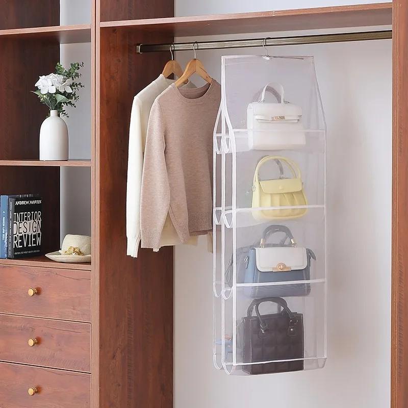 Storage Bags for Closet Organizer Clothing Hanging Type Eco-Friendly Dust-proof Three-dimensional Transparent 6/8 Grids