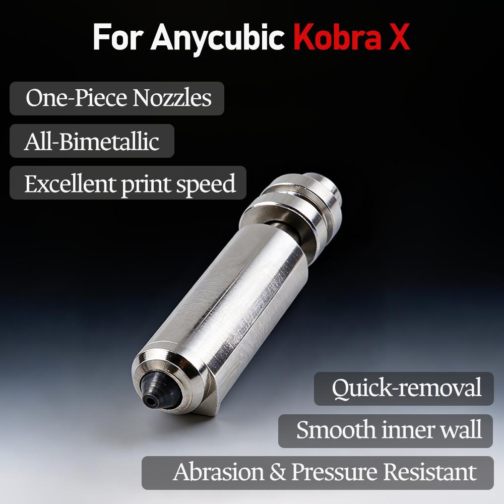 Upgrade Anycubic Kobra X/Kobra 4 Hotend Bimetallic Nozzle Heating Assembly For Anycubic Kobra X 0.2/0.4/0.6/0.8mm 3D Printer